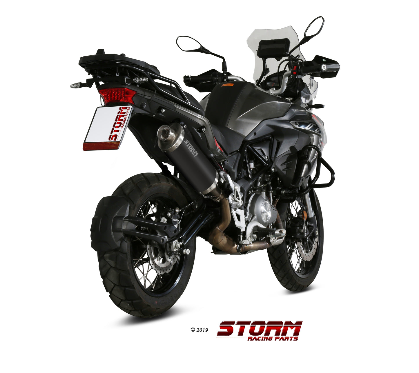 STORM OVAL Auspuff schwarz passend für BENELLI TRK 502 X 2018-2026