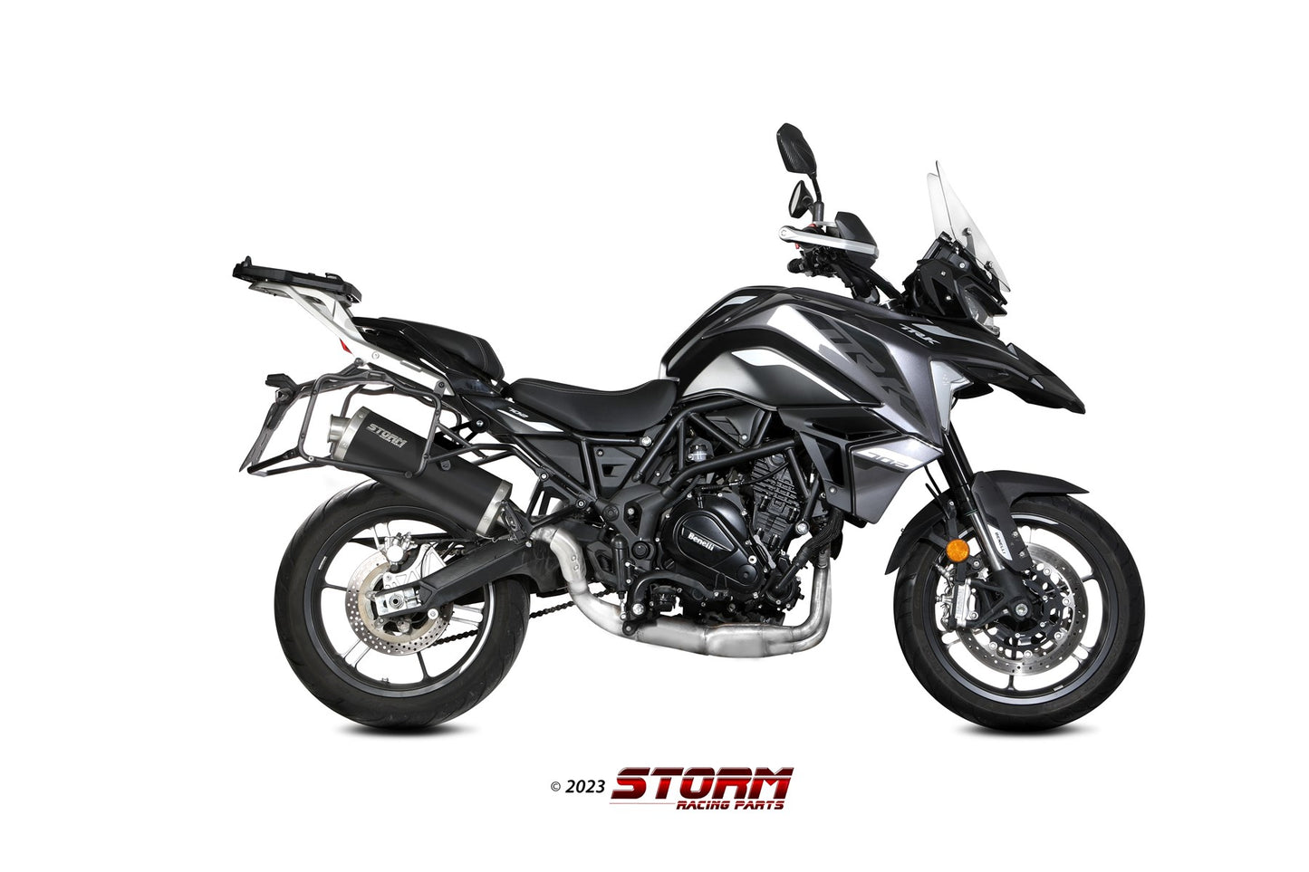 STORM Oval Auspuff schwarz passend für BENELLI TRK 702 / X 2023-2026