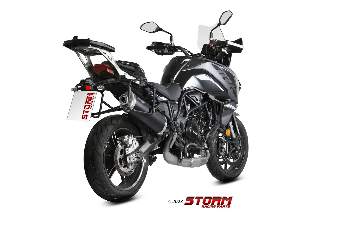 STORM Oval Auspuff schwarz passend für BENELLI TRK 702 / X 2023-2026