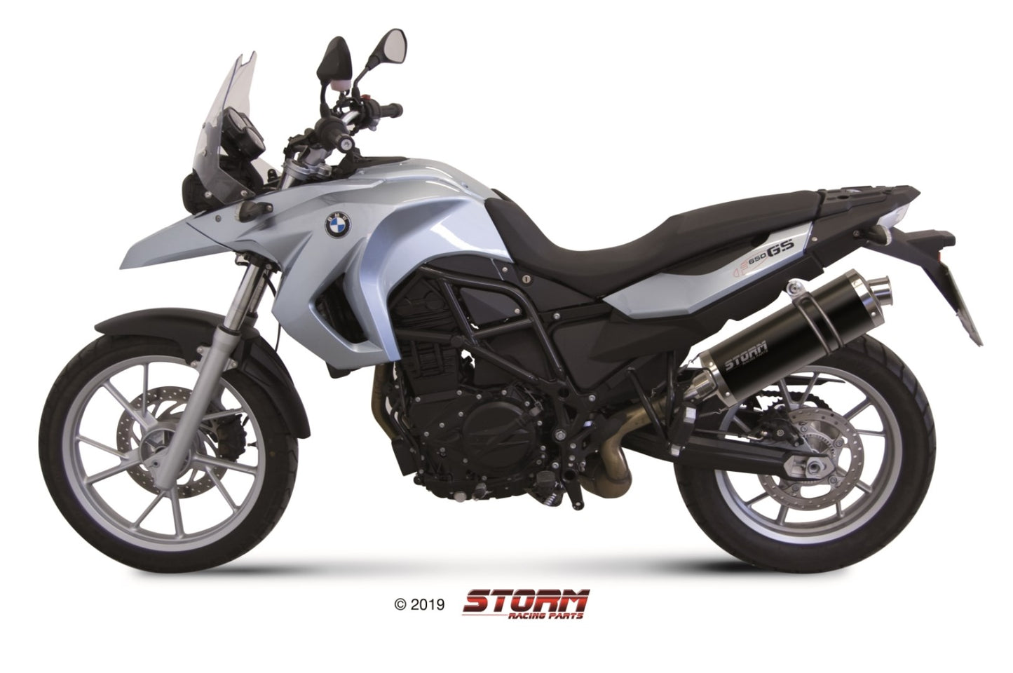 STORM OVAL Auspuff schwarz passend für BMW F 800 GS 2008-2017