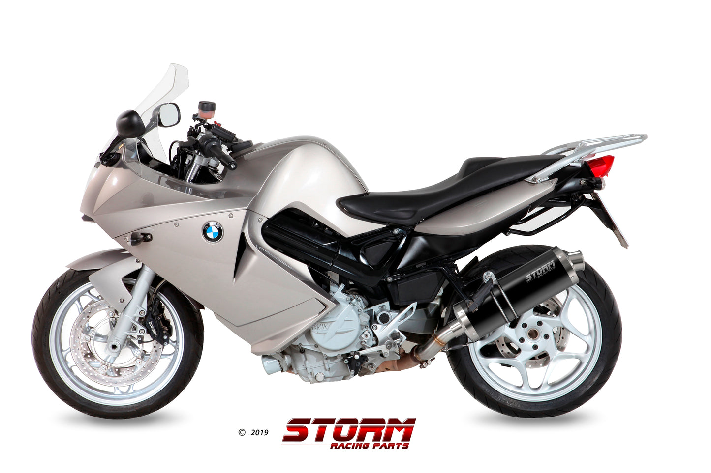 STORM OVAL Auspuff schwarz passend für BMW F 800 S / ST 2006-2012