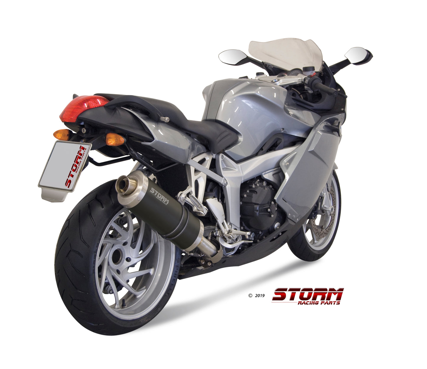 STORM OVAL Auspuff schwarz passend für BMW K 1200 R / S / GT 2005-2008