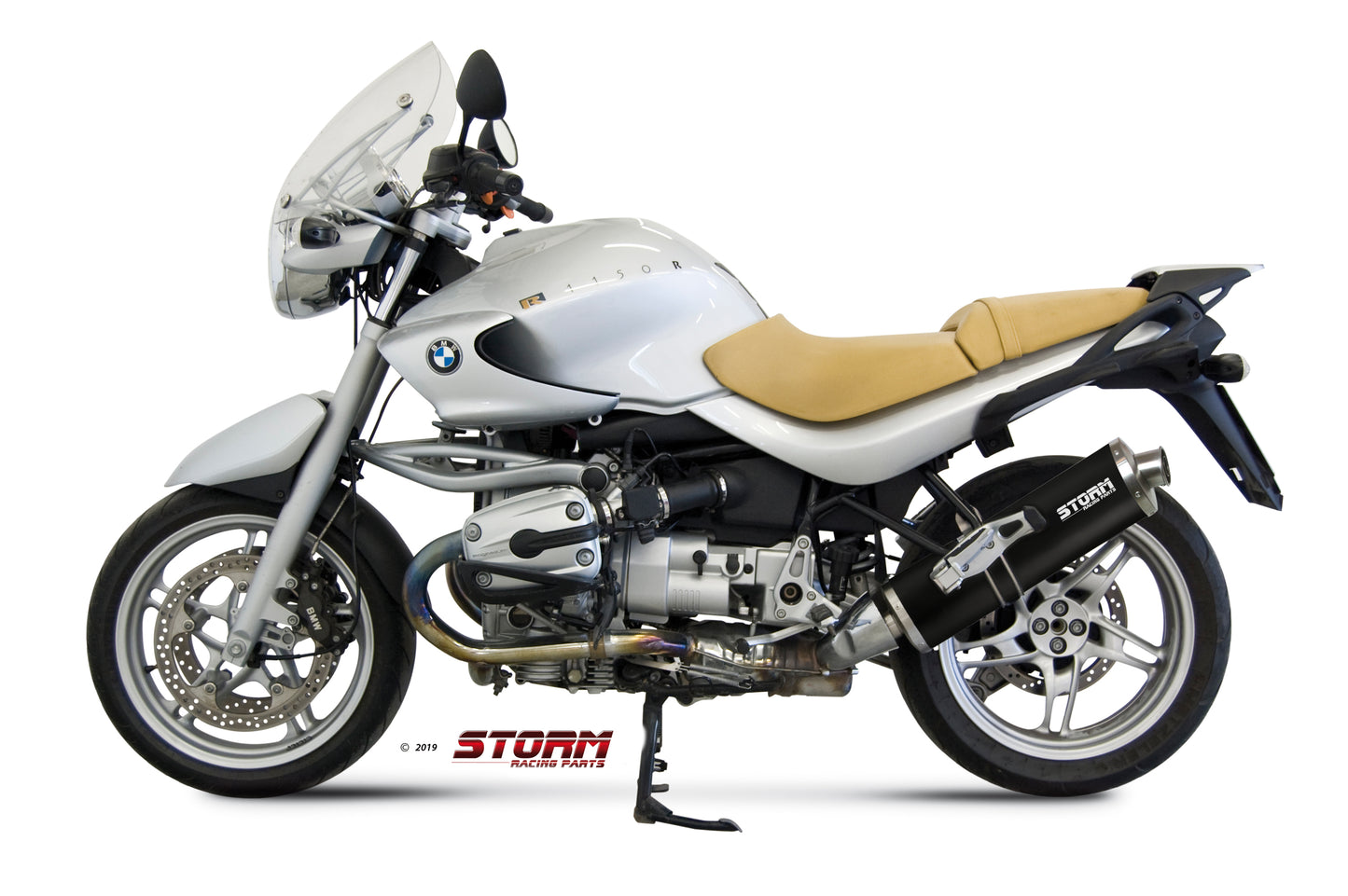 STORM OVAL Auspuff schwarz passend für BMW R 1150 R 2000-2006