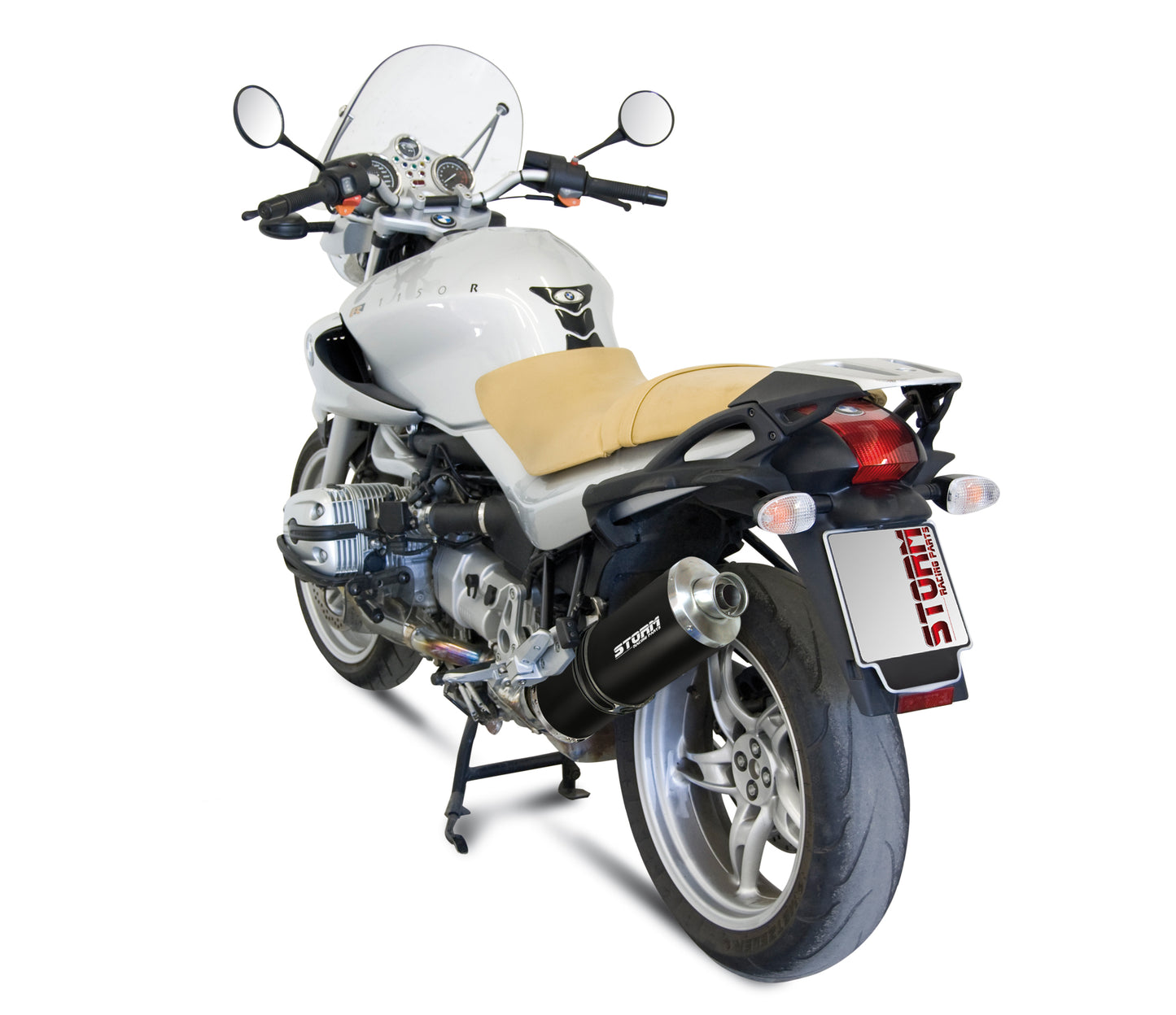 STORM OVAL Auspuff schwarz passend für BMW R 1150 R 2000-2006