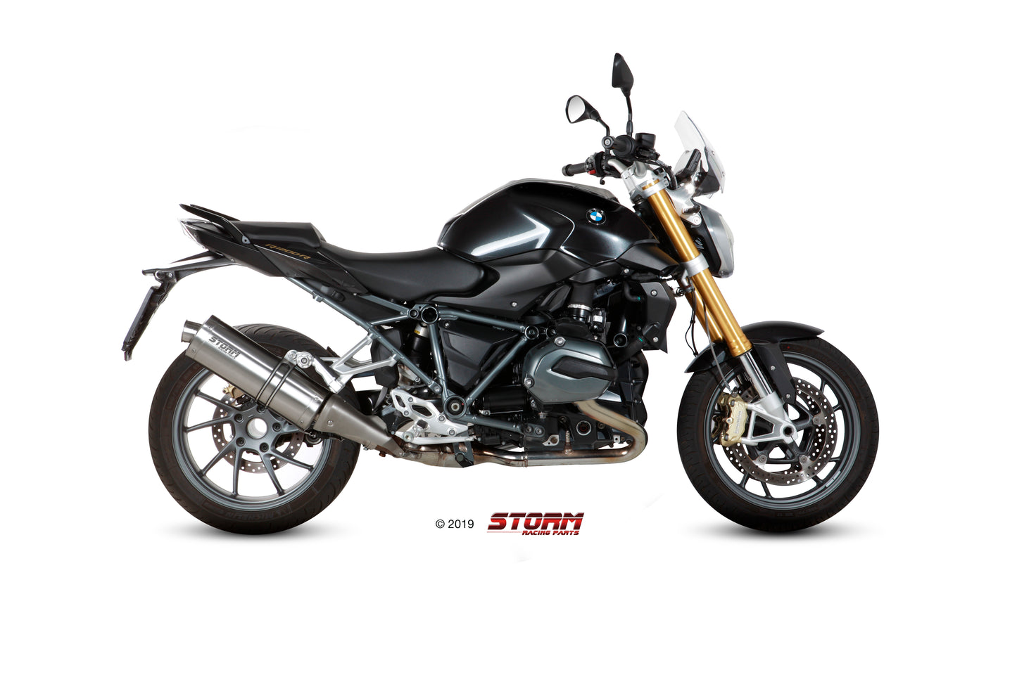 STORM OVAL Auspuff passend für BMW R 1200 R 2015-2018