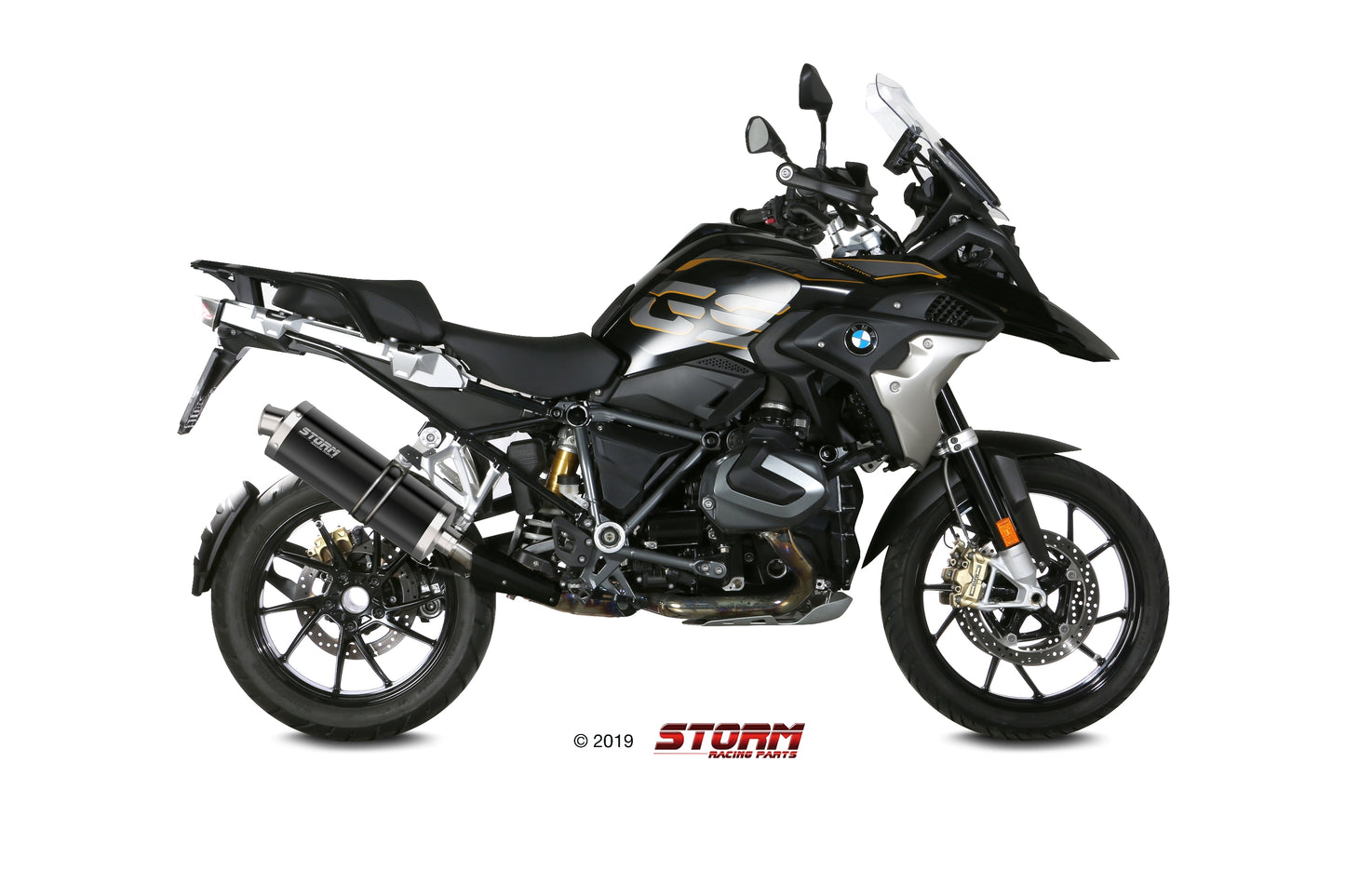 STORM OVAL Auspuff schwarz passend für BMW R 1250 GS / ADVENTURE 2019-2023