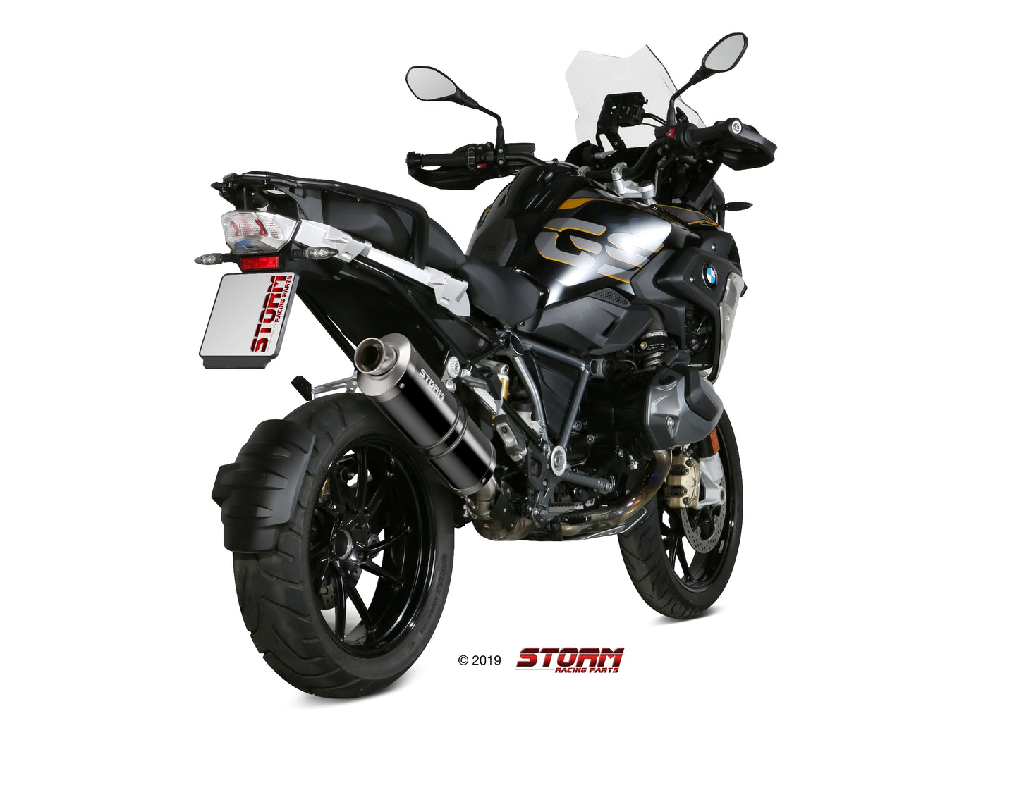 STORM OVAL Auspuff schwarz passend für BMW R 1250 GS / ADVENTURE 2019-2023