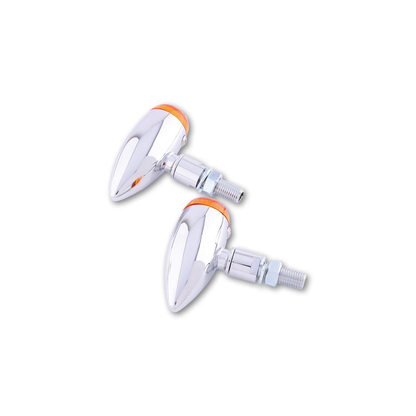 SHIN YO Micro-Bullet Motorrad-Blinker Chrom Glas Orange E-geprüft (Paar)