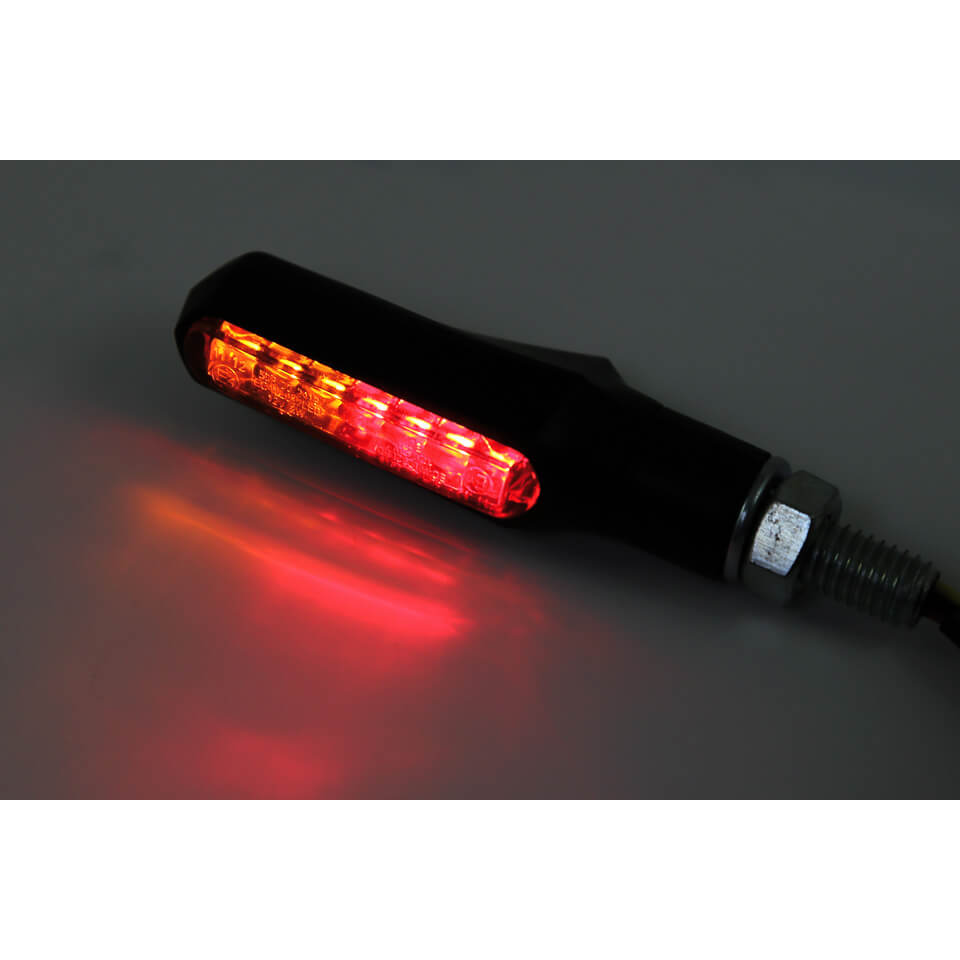 SHIN YO Shorty-Fin Motorrad LED Rücklicht Blinker 3in1 Schwarz E-geprüft (Paar)