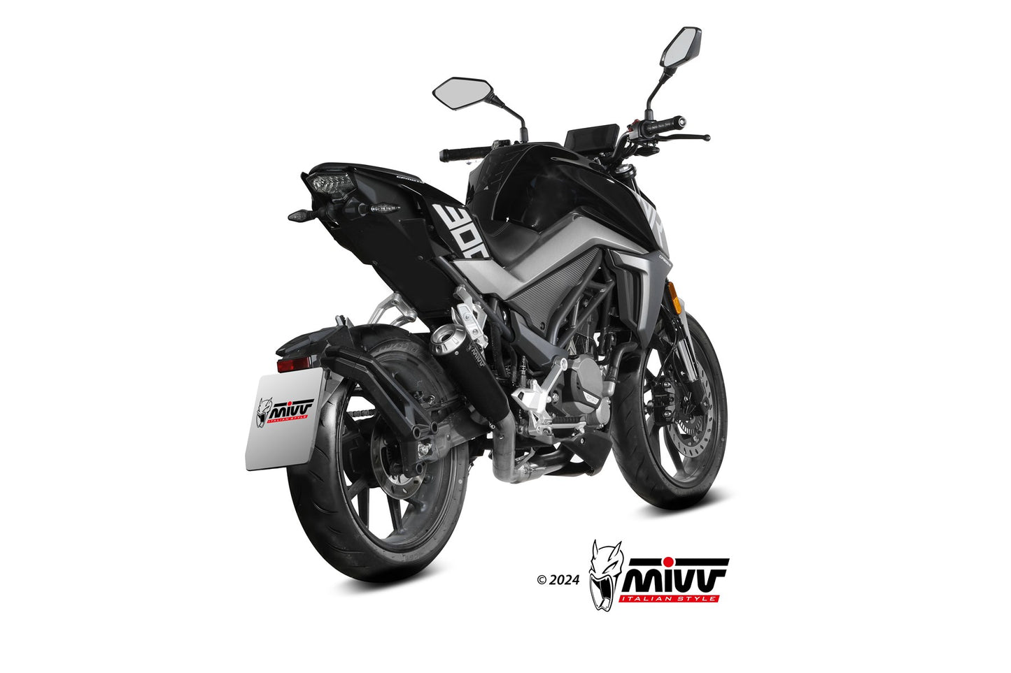 MIVV XM-1 Auspuff Komplettanlage schwarz passend für CFMOTO 300 NK 2021-2024