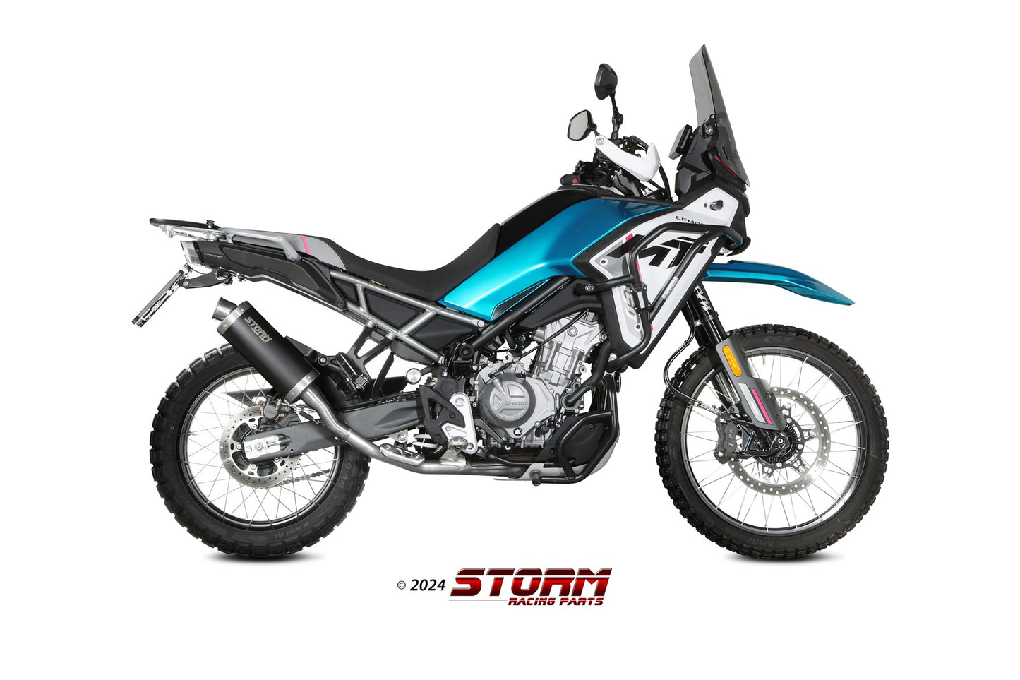 STORM Oval Auspuff schwarz passend für CFMOTO 450 MT 2024-2026