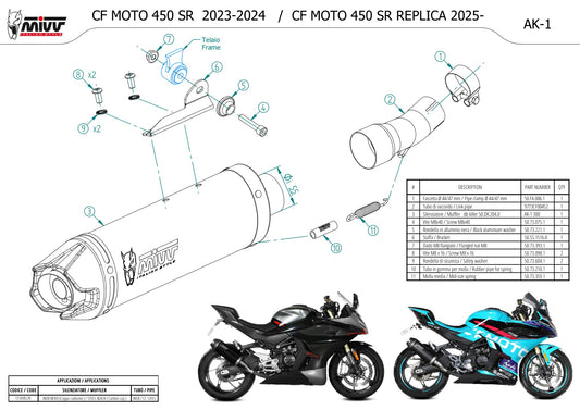 MIVV AK-1 Auspuff schwarz passend für CFMOTO 450 SR 2023-2024