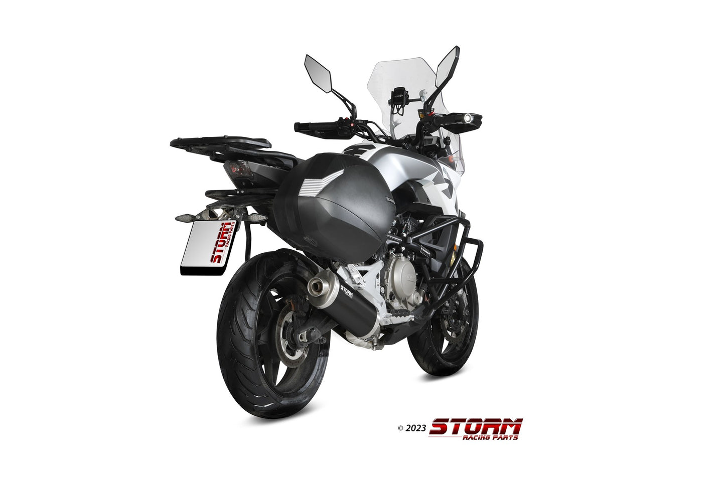 STORM Oval Auspuff schwarz passend für CFMOTO 650 MT 2021-2024