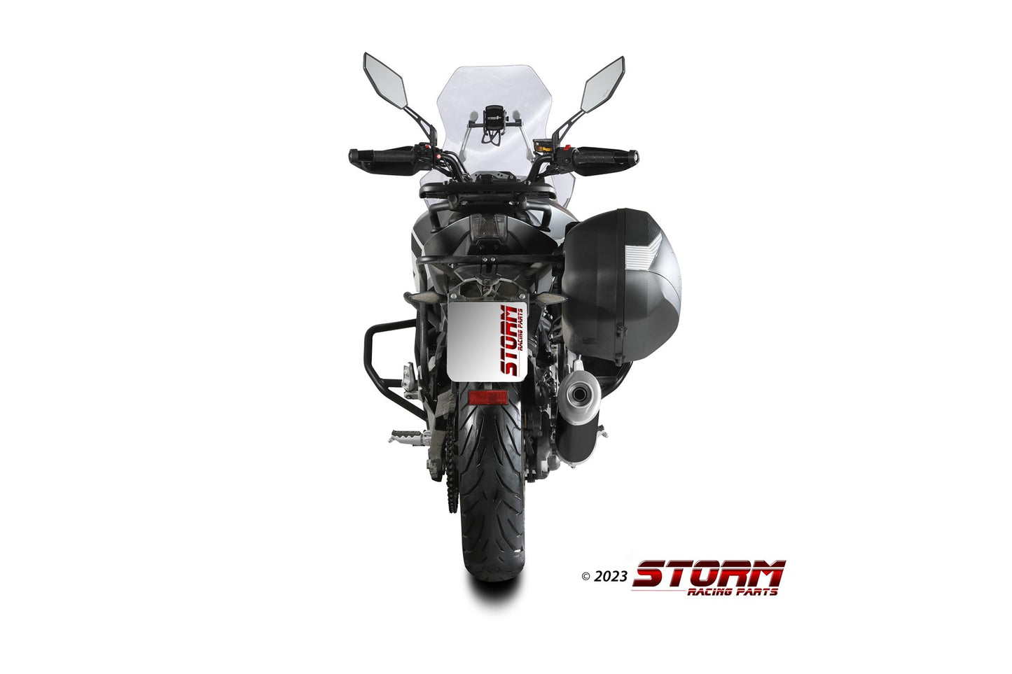 STORM Oval Auspuff schwarz passend für CFMOTO 650 MT 2021-2024