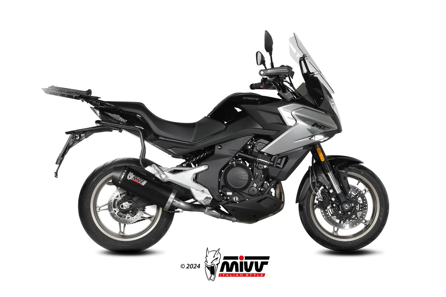 MIVV Oval Auspuff schwarz passend für CFMOTO 650 MT 2021-2024
