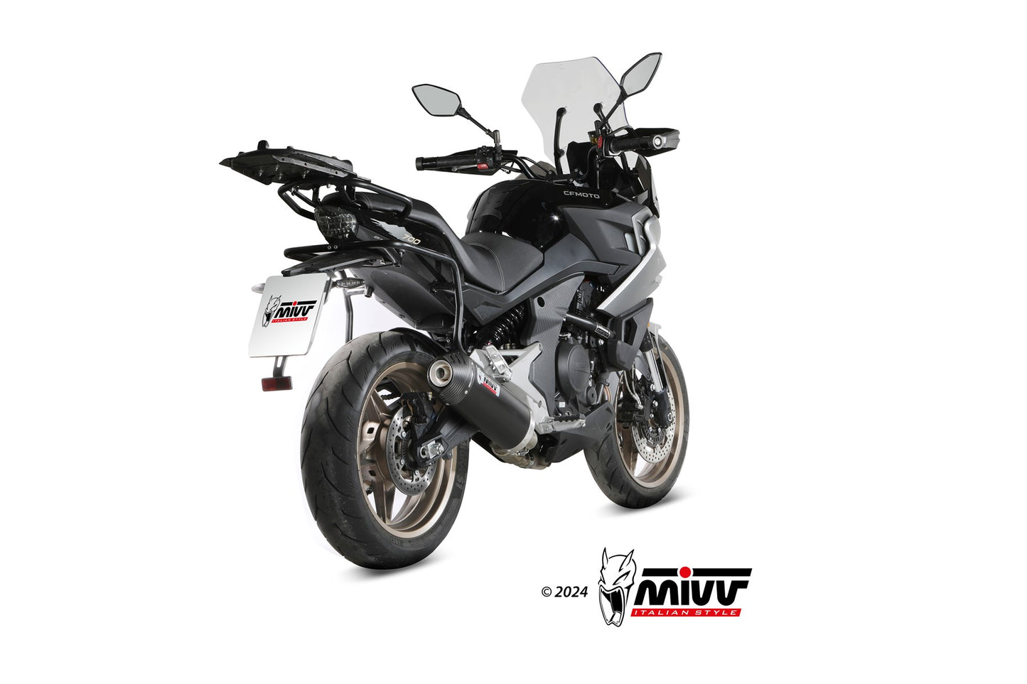 MIVV Oval Auspuff schwarz passend für CFMOTO 650 MT 2021-2024