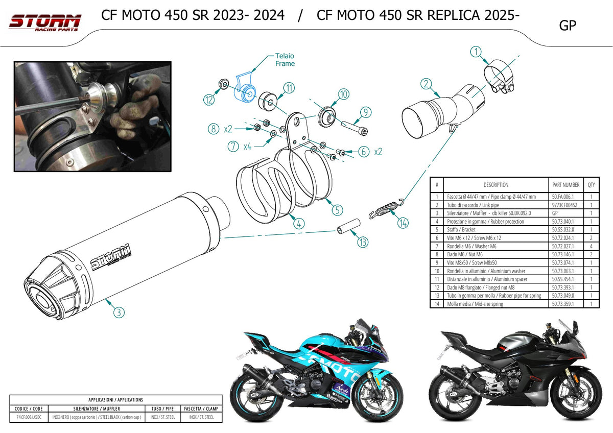 STORM GP-C Auspuff schwarz passend für CFMOTO 450 SR 2023-2026