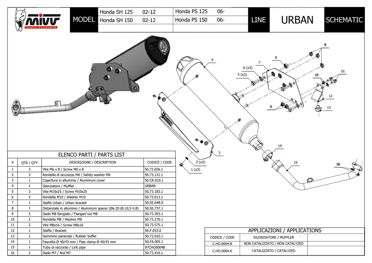 MIVV URBAN Auspuff silber passend für HONDA PS 125 2006-2012