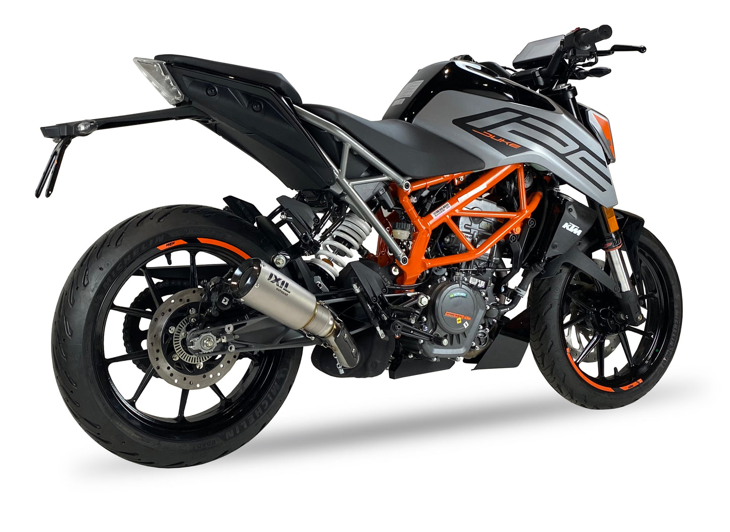 IXIL RC Auspuff Edelstahl / Endkappe Carbon passend für KTM 125 DUKE 2021-2023