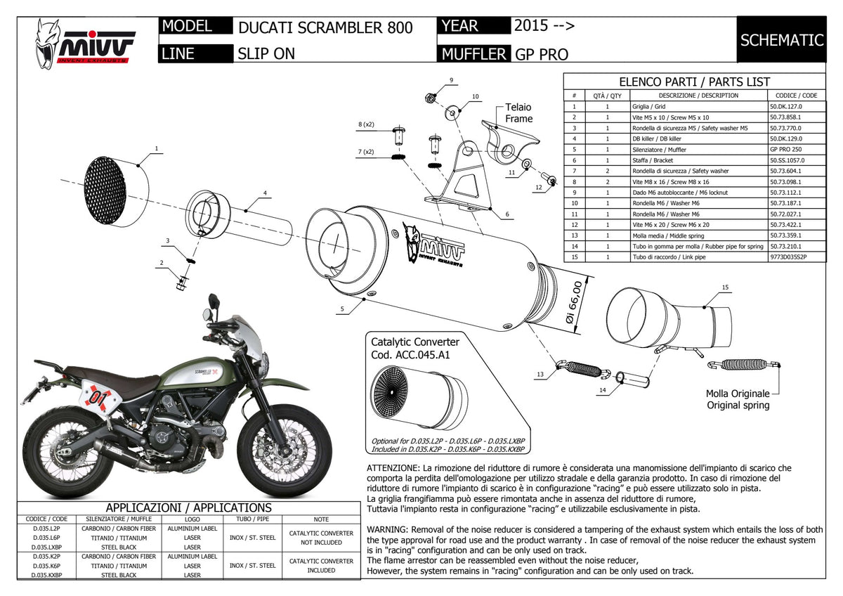 MIVV GPpro Auspuff passend für DUCATI SCRAMBLER 800 2015-2020