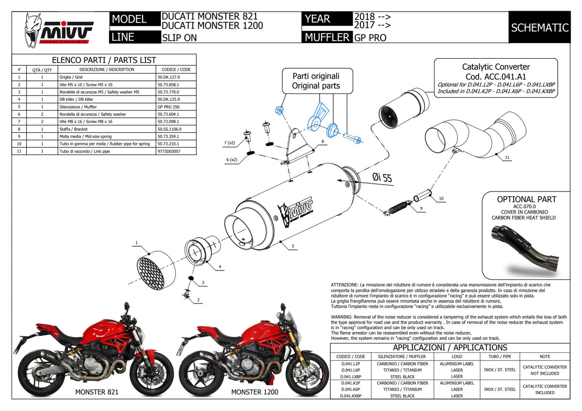 MIVV GPpro Auspuff schwarz passend für DUCATI MONSTER 821 2018-2020