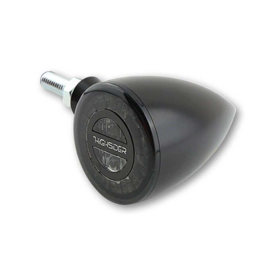 HIGHSIDER Rocket Bullet Motorrad LED Rücklicht/Blinker 3in1 Schwarz (Paar)