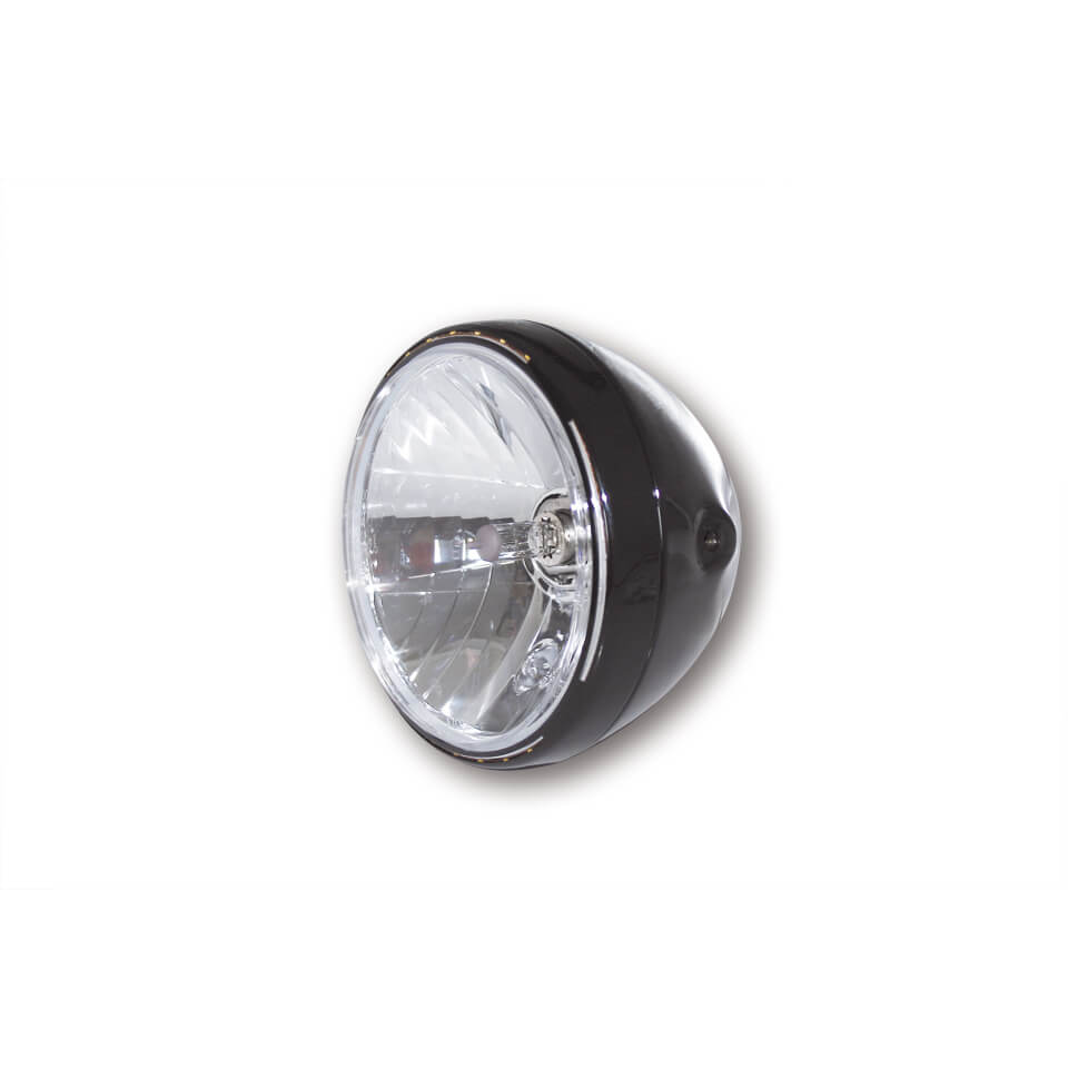 SHIN YO Reno 2 Motorrad Scheinwerfer 7 Zoll Schwarz mit LED Positionsleuchte