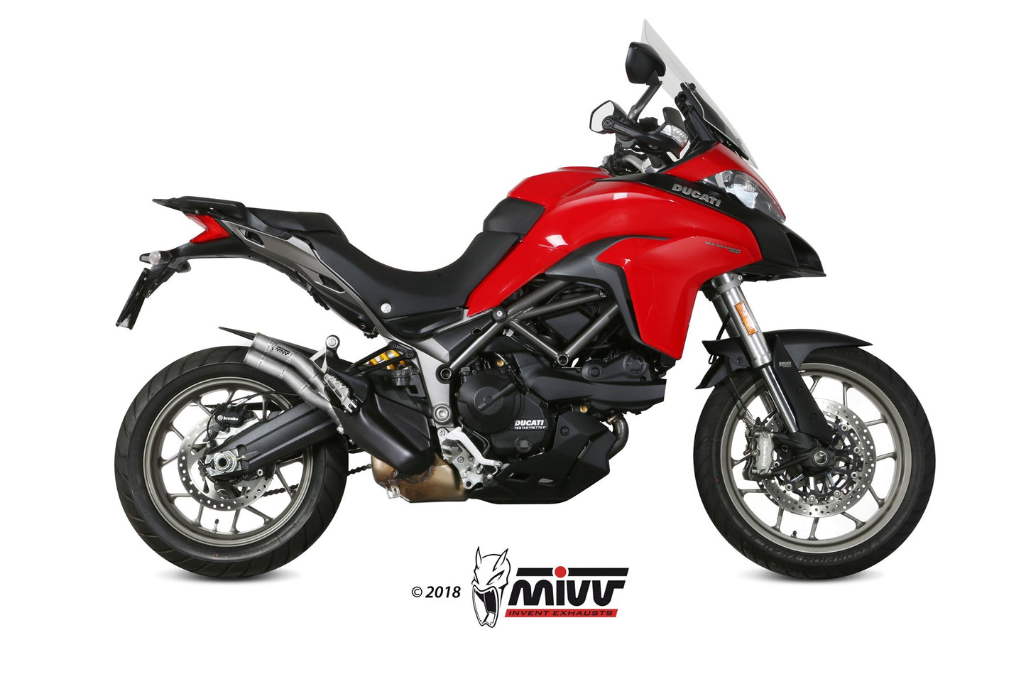 MIVV Double Gun Auspuff silber passend für DUCATI MULTISTRADA 950 / S 2017-2021