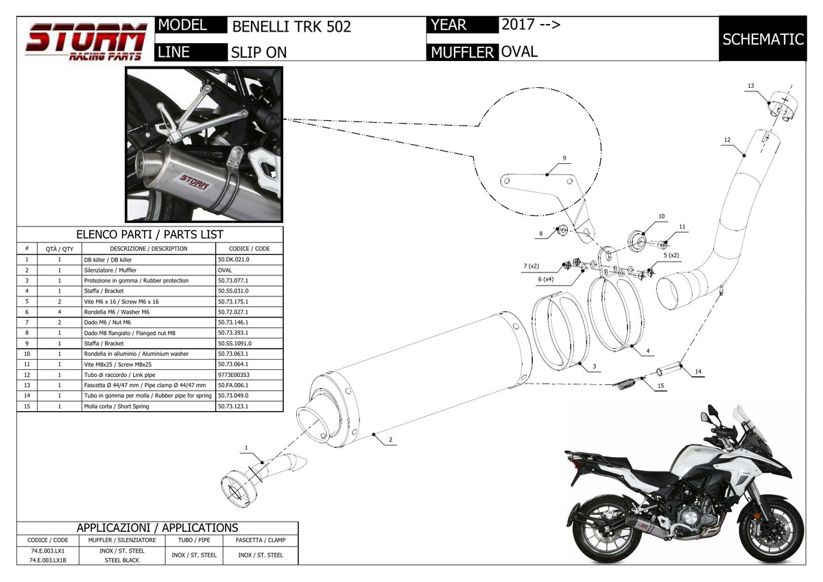 STORM OVAL Auspuff passend für BENELLI TRK 502 2017-2025