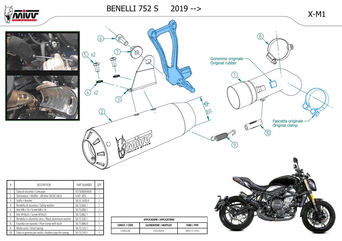 MIVV X-M1 Auspuff schwarz passend für BENELLI 752 S 2019-2024