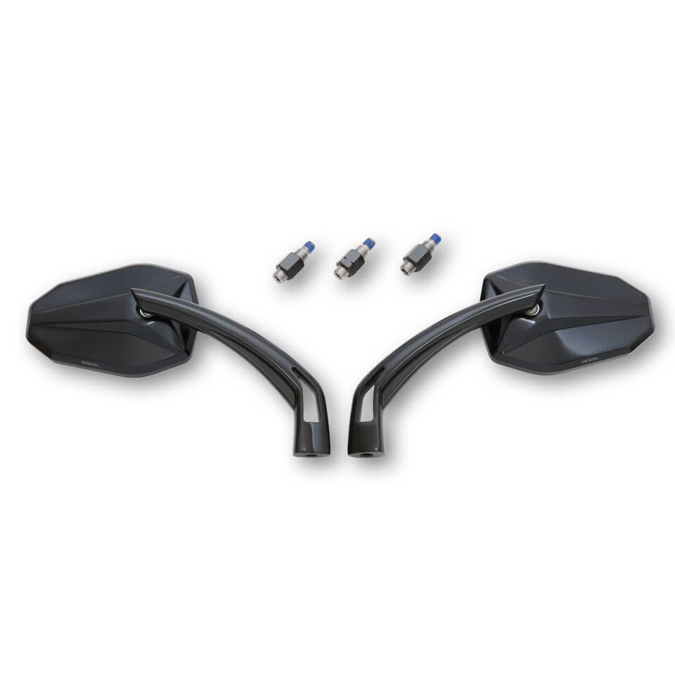 HIGHSIDER Victory Motorrad Spiegel Schwarz E-geprüft Paar