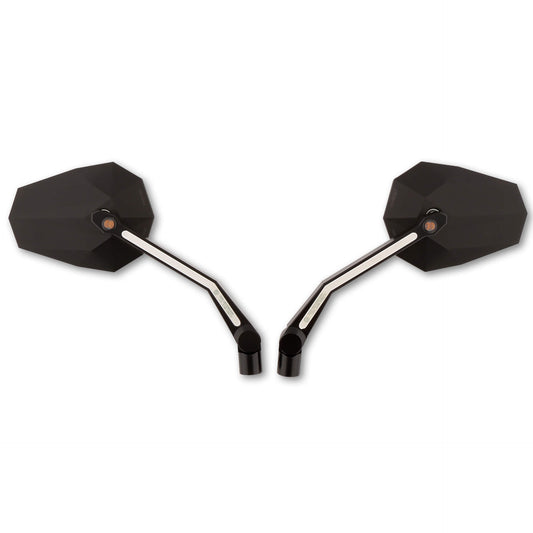 HIGHSIDER Stealth-X4 Motorrad Spiegel LED Blinker Positionslicht Schwarz Paar