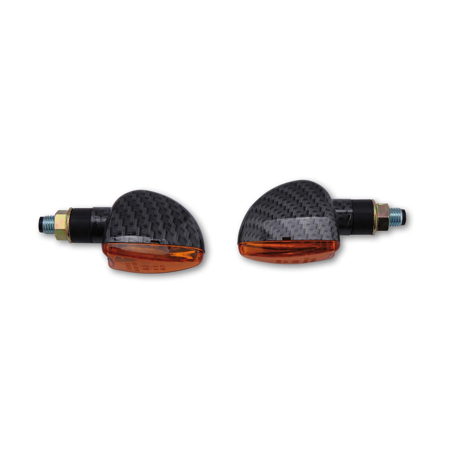 SHIN YO Motorrad Mini-Blinker Arrow Carbon-Look / Orange, E-geprüft (Paar)