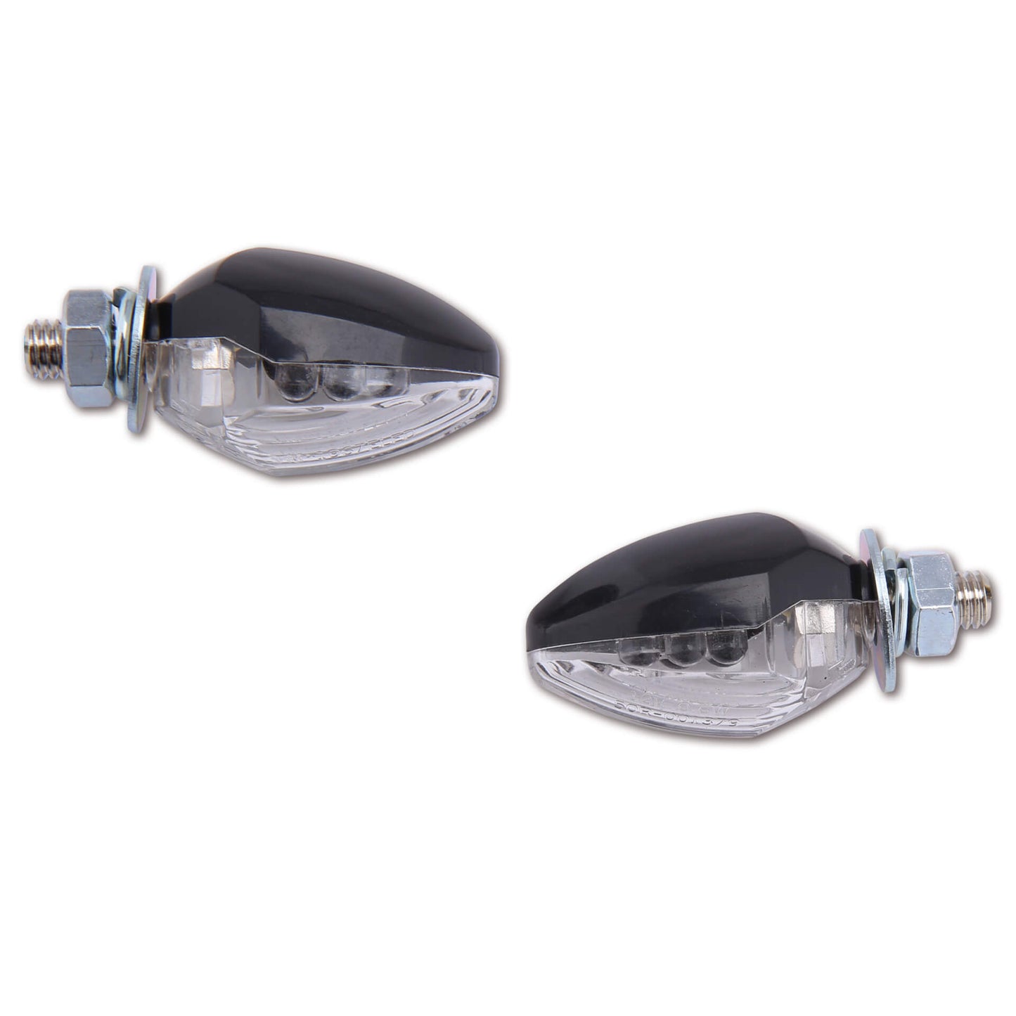SHIN YO Motorrad Mini LED Blinker Drop Schwarz Klar E-geprüft (Paar)