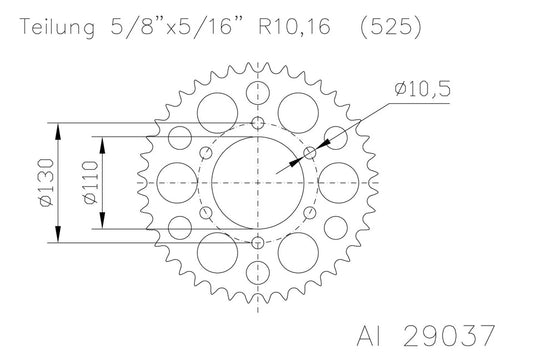 ESJOT Alu-Kettenrad 47 Zähne 525er Teilung (5/8x5/16) - Kama Bike Parts
