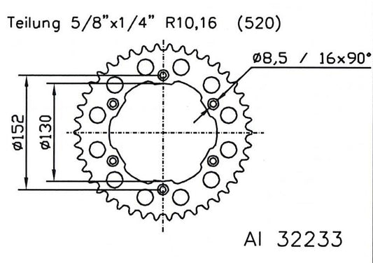 ESJOT Alu-Kettenrad 52 Zähne - Kama Bike Parts