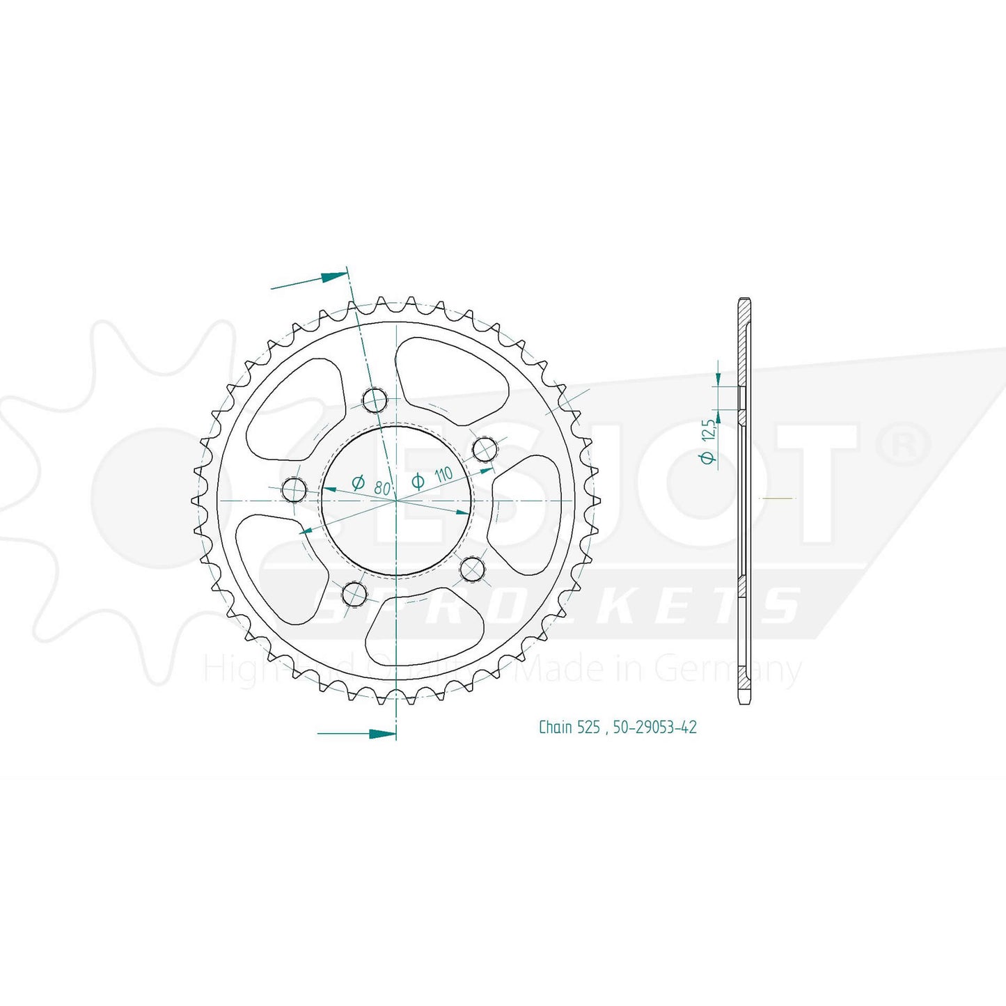 ESJOT Kettenrad 42 Zähne Stahl 525 Teilung - Kama Bike Parts