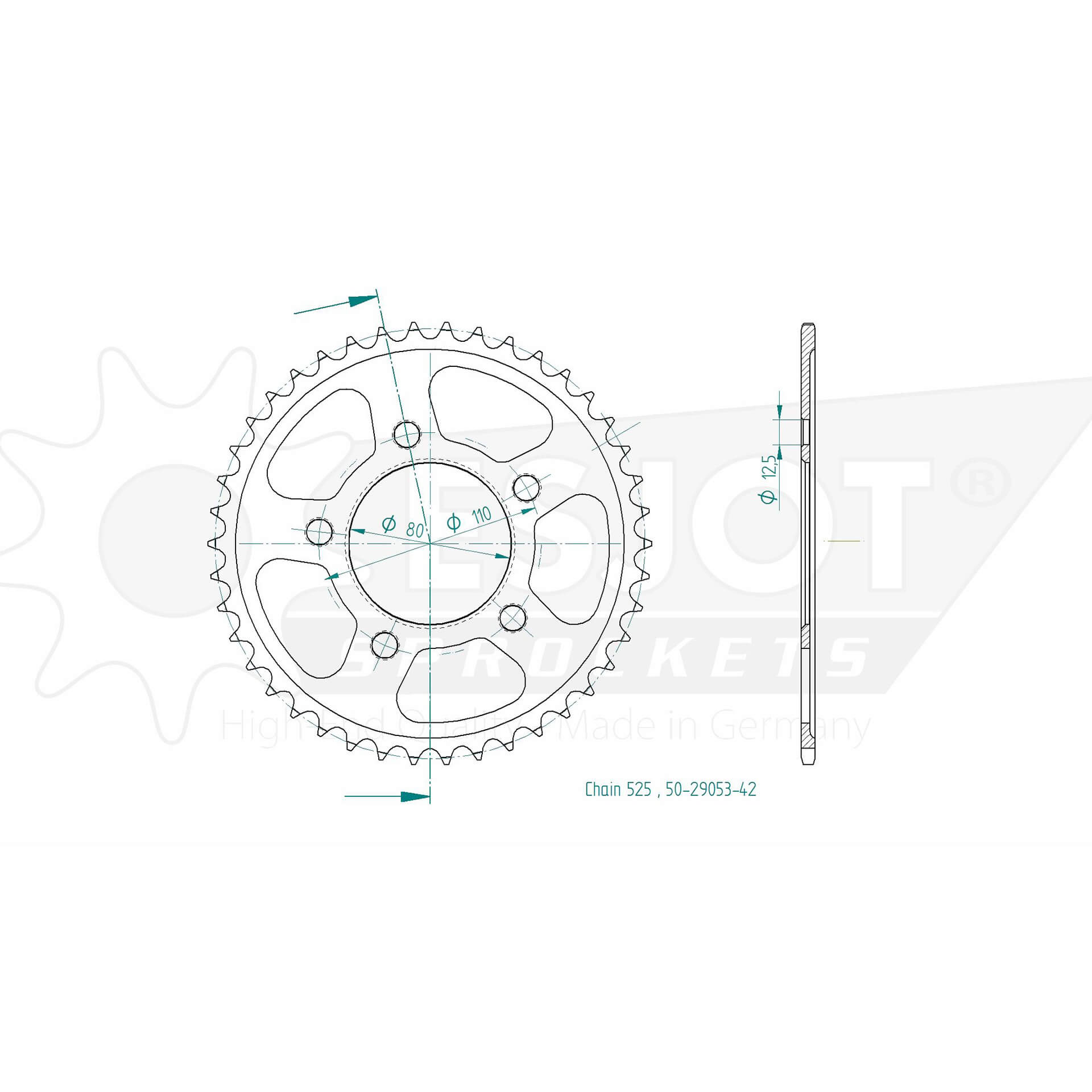 ESJOT Kettenrad 42 Zähne Stahl 525 Teilung - Kama Bike Parts