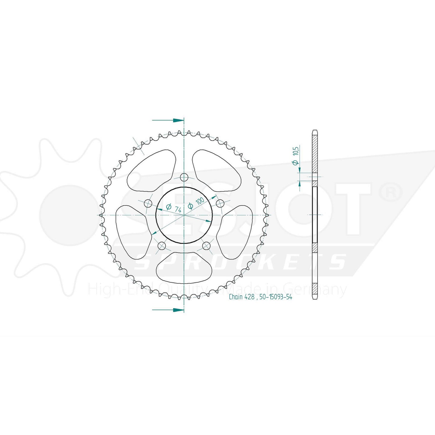ESJOT Kettenrad 54 Zähne Stahl 428 Teilung - Kama Bike Parts