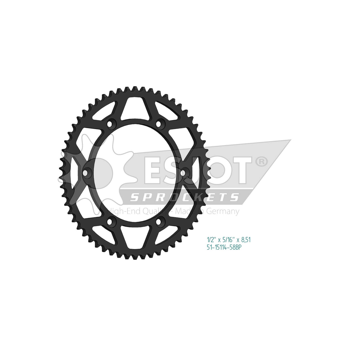 ESJOT Kettenrad 58 Zähne Alu schwarz 428 Teilung - Kama Bike Parts
