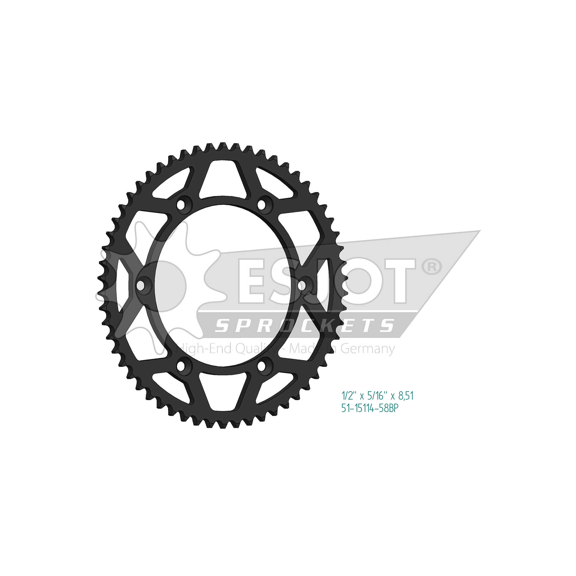 ESJOT Kettenrad 58 Zähne Alu schwarz 428 Teilung - Kama Bike Parts