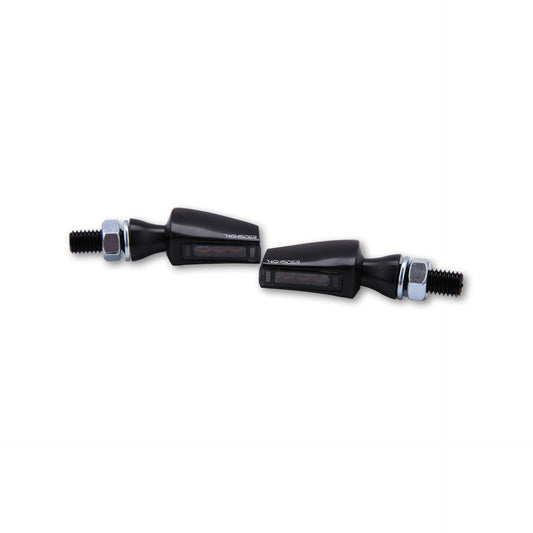 HIGHSIDER Motorrad LED Blinker Flight Schwarz Rauchglas E-geprüft (Paar)