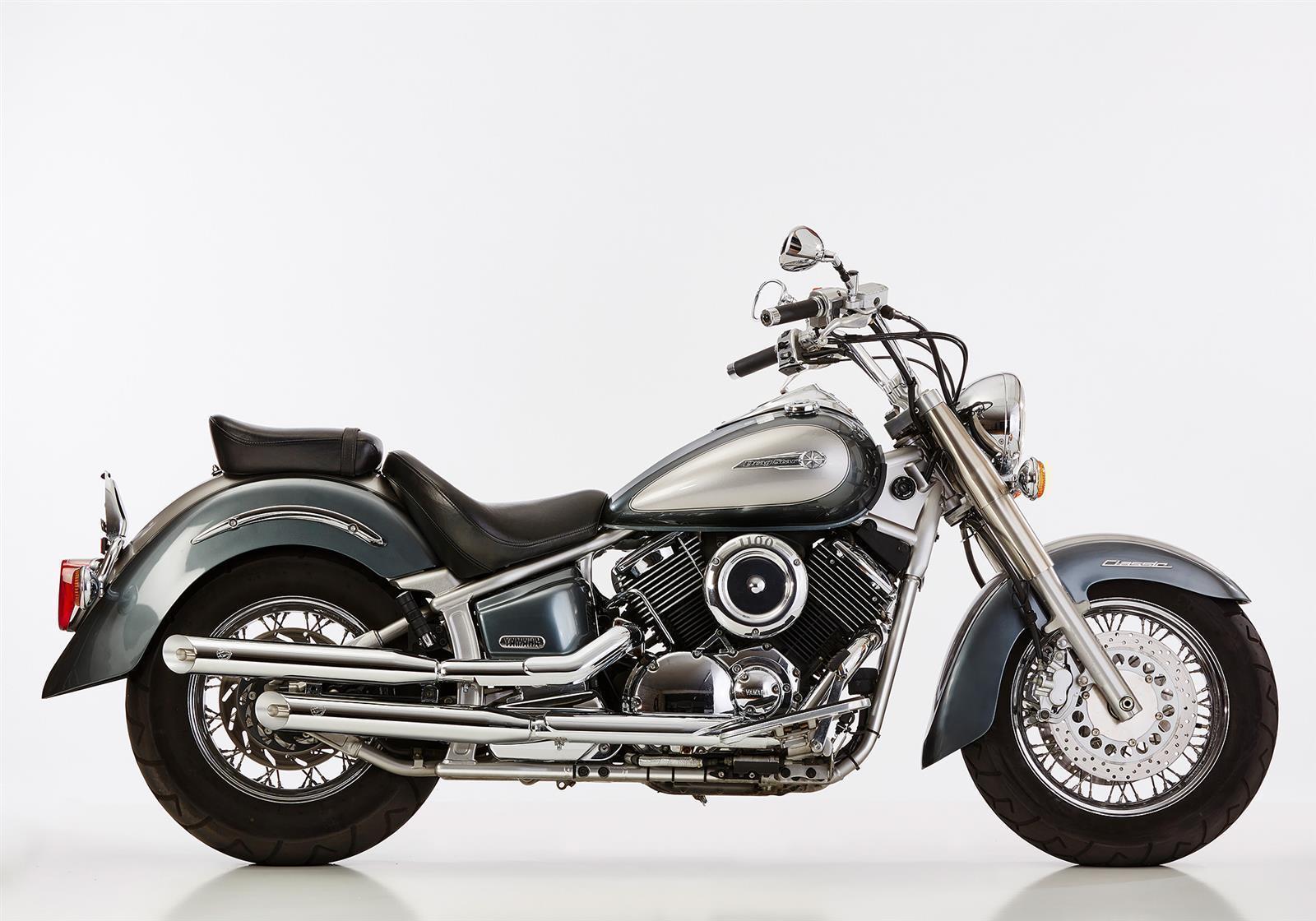 FALCON Cromo Line Auspuff passend für Yamaha XVS1100 Drag Star Classic 2001-2002 - Kama Bike Parts