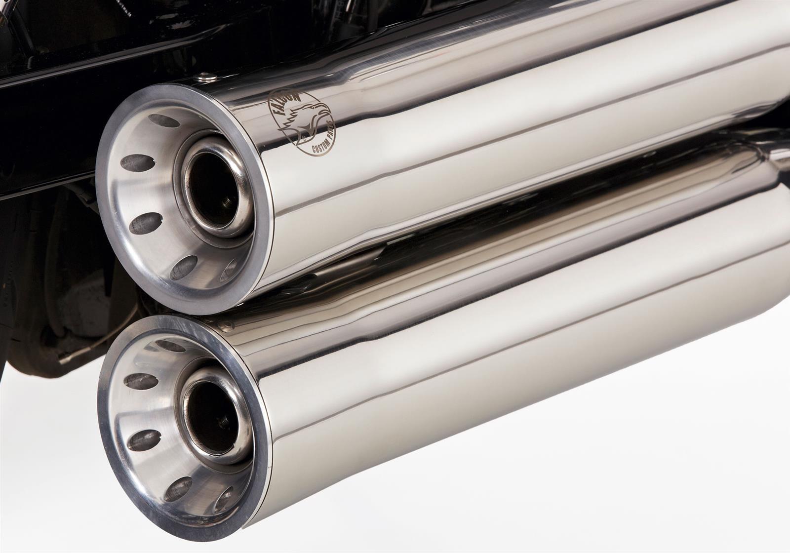 FALCON Double Groove Auspuff passend für Harley Davidson DYNA Fat Bob 2008-2012 - Kama Bike Parts