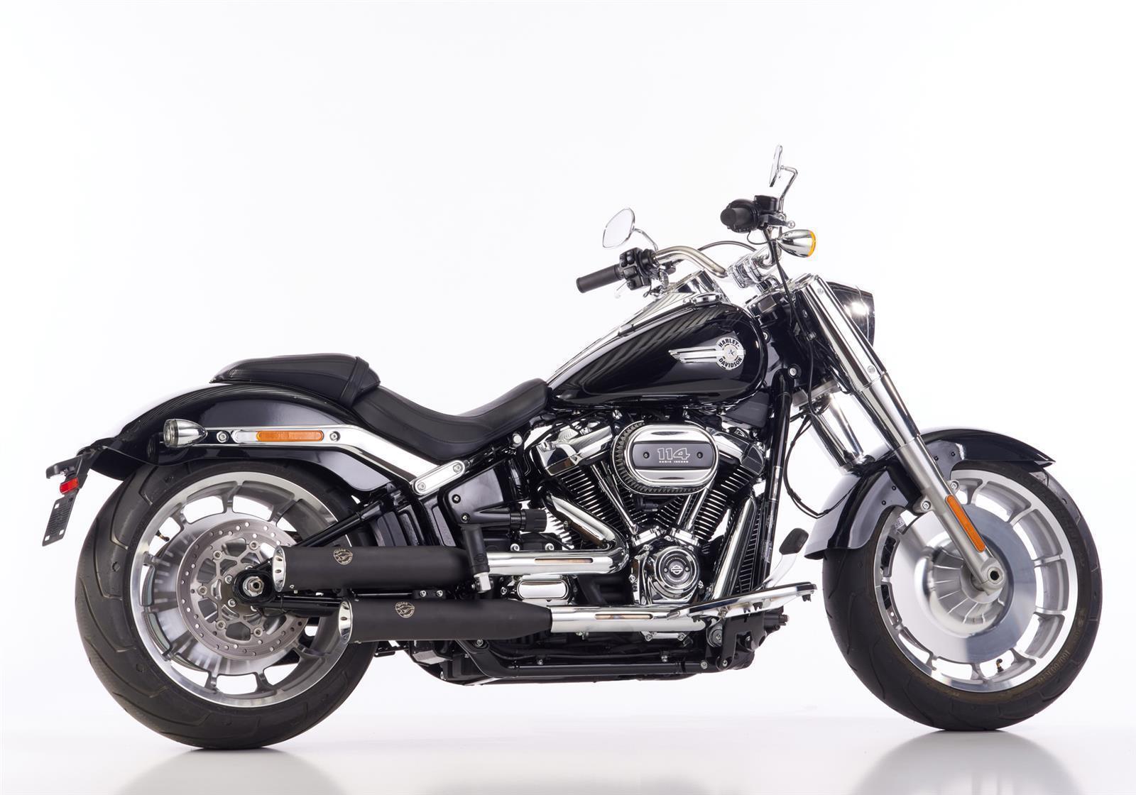 Double Groove Auspuff passend für Harley Davidson Softail Street Bob 114 2021-2023 - Kama Bike Parts