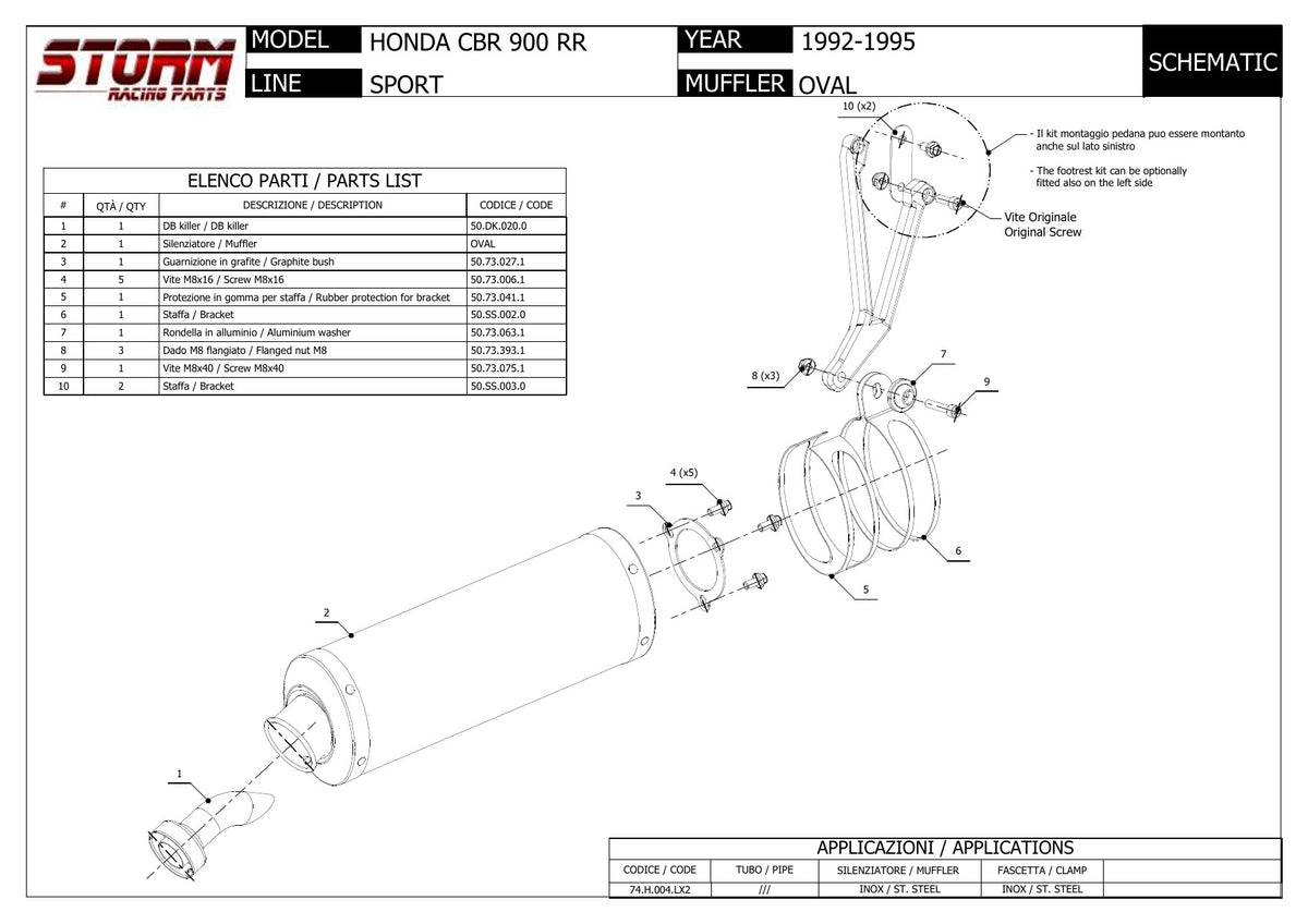 STORM OVAL Auspuff passend für Honda CBR 900 RR 1992-1995