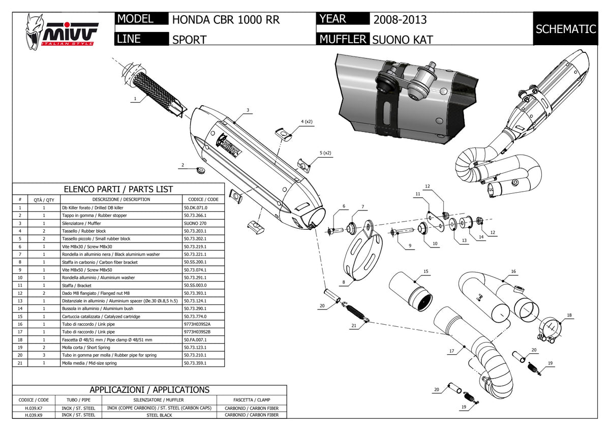 MIVV Suono Auspuff Edelstahl passend für Honda CBR 1000 RR 2008-2013