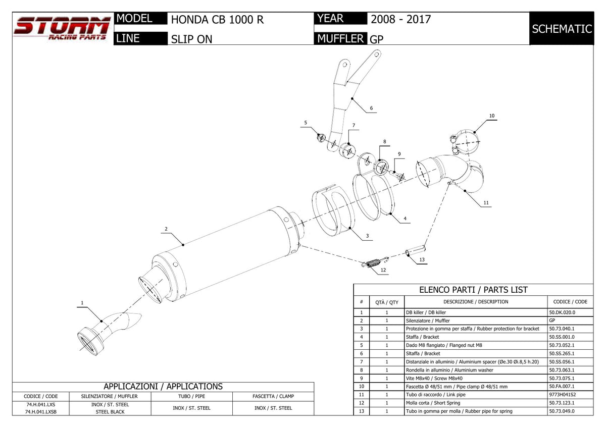 STORM GP Auspuff schwarz passend für Honda CB 1000 R 2008-2016