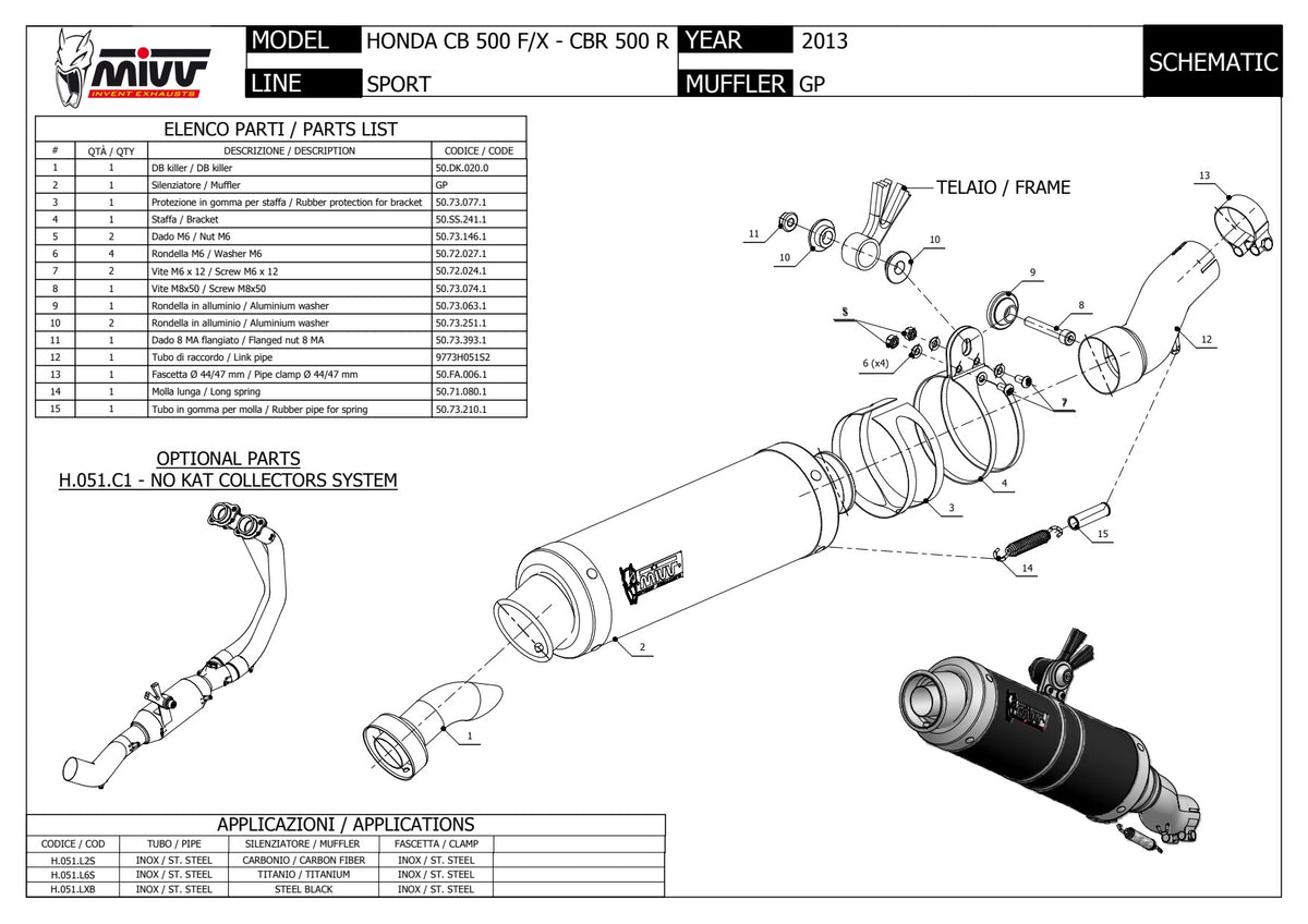 MIVV GP Auspuff schwarz passend für HONDA CBR 500 R 2013-2015