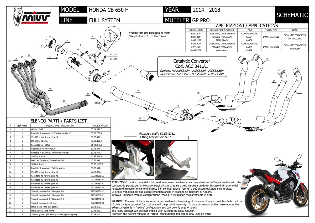 MIVV GPpro Auspuff Komplettanlage Schwarz passend für HONDA CB 650 F 2014-2018